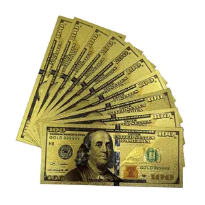 Ready stock non-currency money us state usd 100 dollars plastic gold silver foil banknote