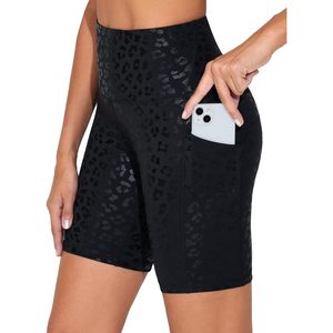 Shorts de sport taille haute pour femme FOXA avec poches, pour yoga, cyclisme et course à pied, effet ventre plat, extensibles, en Spandex et Polyester - Product Image 5