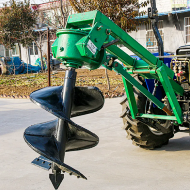 Durable Tractor-mounted Post-hole Digger with Three-point Linkage Designed for Digging Holes for Planting Saplings on Farms