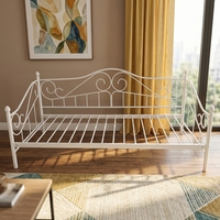 Zweibett-Metallrahmen Multifunktionales Plattformbett Sofa-Matratzenunterlage mit Deluxe-Kopfteil für Schlafzimmer und Apartment