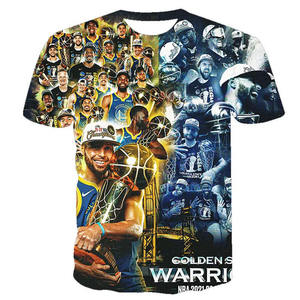 Livraison gratuite 2021-2022 Championnat de basket-ball américain FINALS CHAMPIONS WARRIORS TEAM SIGNATURES T-shirt imprimé pour homme <span class=keywords><strong>Curry</strong></span> FMVP 3D - Product Image 4