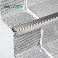 Profilé d'escalier en acier inoxydable, bande antidérapante carrée épaisse, bordure de marche métallique pour carrelage en marbre anti-collision