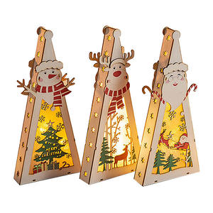Cabane de Noël en bois à assembler soi-même avec éclairage, jouet éducatif pour enfants, décoration de fête à la maison - Product Image 1