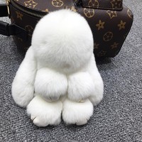 Boneka Kelinci Rex Asli Berbulu Lembut, Gantungan Kunci Mobil Kelinci Kecil, Liontin Kelinci Mini Bertelinga Lengkung, Hiasan Gantung Boneka Kelinci Palsu
