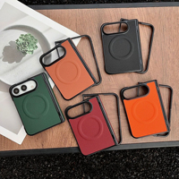 Étui de téléphone magnétique en cuir de litchi de luxe pour iPhone Duo avec protection de la charnière