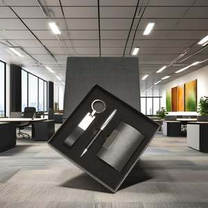 3-in-1 Promotional Leather Gift Set for Men Card Holder Pen <b>Key</b> <b>Chain</b> for Graduation Fathers - Product Image 3