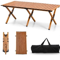 Table de camping rectangulaire pliable en aluminium de 4 pieds, légère et portable, pliable et enroulable, pour pique-nique en plein air, plage ou fête