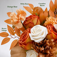 Bouquet de mariée orange automnal, fleurs artificielles en tissu de soie, décoration florale pour la cérémonie de mariage