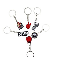Porte-clés pendentif style dessin animé sur le thème de la boxe en PVC souple, breloque créative pour sac et anneau porte-clés, disponible en stock depuis la Chine