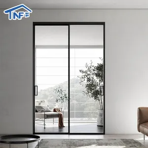 NF Porte coulissante en aluminium à rupture thermique Portes coulissantes en verre de terrasse Portes coulissantes en verre en trois pièces