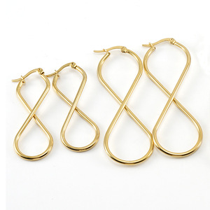 ZOGXIN Geometric Hoop Earrings Gold 19x45mm 24x63mm 29x72mm Stainless Steel Women's Jewelry Fashion Earrings - Product Image 3
