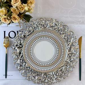 Assiettes de présentation décoratives en plastique doré de 13 pouces pour mariages, événements, fêtes et Noël – Assiettes creuses de service - Product Image 5