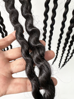 Extensions de cheveux synthétiques bouclés à la française, noir naturel, trame simple, ondulations spirales, pour tressage
