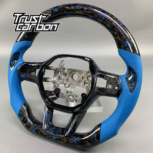 <span class=keywords><strong>พวงมาลัย</strong></span>คาร์บอนไฟเบอร์ฟอร์จแบบกำหนดเองสำหรับ Honda Civic รุ่นที่ 11 และ CR-V ปี 2021-2024 พร้อมหุ้มหนังเจาะรูสีน้ำเงิน - Product Image 6