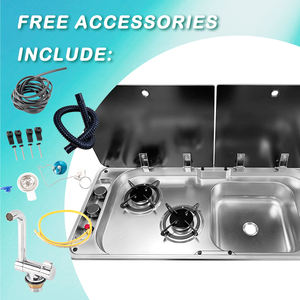 Évier <span class=keywords><strong>de</strong></span> camping-car en acier inoxydable 304 <span class=keywords><strong>de</strong></span> haute qualité et cuisinière à gaz à double brûleur - Unité <span class=keywords><strong>de</strong></span> cuisine intégrée <span class=keywords><strong>pour</strong></span> <span class=keywords><strong>caravane</strong></span>, camping-car et autocaravane - Product Image 5