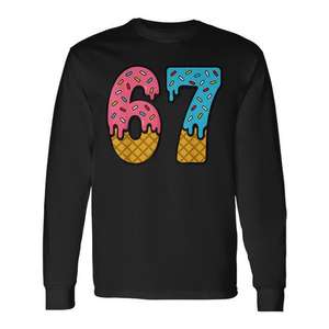 Camiseta de manga larga con estampado de 67 Number Six Seven Ice Cream Drip Meme - Product Image 1