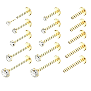 ASTM F136 Bezel Set CZ Top Grade zircone Labret Piercing Plug-in <span class=keywords><strong>per</strong></span> le labbra orecchino con perno <span class=keywords><strong>trago</strong></span> Body Piercing gioielli all'ingrosso - Product Image 1