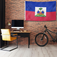 Drapeau d'Haïti personnalisé en polyester pour extérieur, bannière murale nationale haïtienne avec œillets en laiton