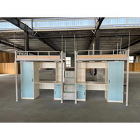 Lit superposé pour collège primaire Unité mezzanine avec rangement en escalier pour les jeunes Placard sécurisé Lits en échelle avec bureau en dessous