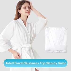 Disposable Nonwoven Black Bathrobe PP Kimono Robe Spa Disposable Bathrobe - Product Image 3