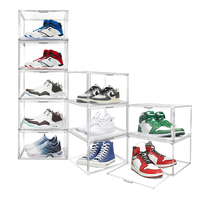 Transparent Portable Chaussures Vitrine Bin Empilable Placard Sneaker Organisateur Conteneur Pliable En Plastique Chaussures Rack
