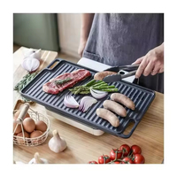 Poêle grill double face en fonte pré-assaisonnée antiadhésive personnalisable