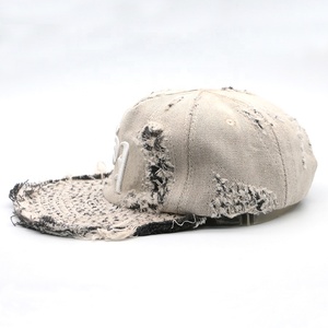 Cappelli da papà personalizzati a 5 pannelli con visiera piatta, effetto distressed e lavato, lavorazione manuale, alla moda e vintage, non strutturati e regolabili - Product Image 4