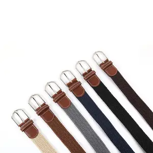 Factory Custom Unisex Men Casual Knitted Fabric Woven Braided Elastic Stretch Belt For Women Jeans Multi-color