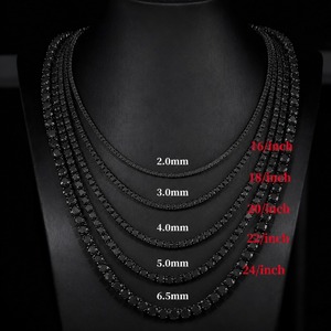 Collana Tennis e Bracciale Tennis Iced Out con Moissanite Nera 5MM, <span class=keywords><strong>Argento</strong></span> 925 Placcato Oro 18K, Supera il Test del Diamante 2/3/4/5/6 - Product Image 1