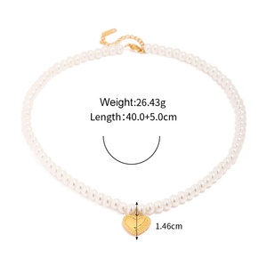 DREAM FASHION Collana con Ciondolo a Cuore di Perle Placcato Oro 18K, Gioielli di Moda in Acciaio Inossidabile Resistente allo Sbiadimento - Product Image 2
