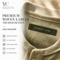 Étiquettes tissées personnalisées sur mesure, haute densité 70D, micro-tissage polyester, sérigraphie, étiquettes de col pour marques de vêtements de boutique
