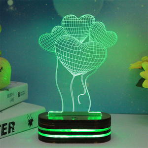 สัมผัสการควบคุม <span class=keywords><strong>Habby</strong></span> วันเกิดของขวัญ3D แสงภาพหลอดไฟ LED 7สีไฟกลางคืน - Product Image 2