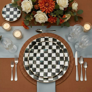 Service de table en céramique de luxe peint à la main, assiettes en porcelaine à bord doré, vaisselle en porcelaine fine, plats de <span class=keywords><strong>cuisine</strong></span> en porcelaine fine, vente en gros - Product Image 1
