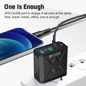 ที่ชาร์จโทรศัพท์แบบเร็วพิเศษ 2USB+2PD หลายพอร์ต รองรับมาตรฐาน EU/US/UK - Product Image 3