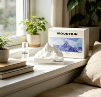 Diffuseur de parfum pour voiture en pierre Montagne enneigée, coffret cadeau, sans plomb, sans alcool, longue durée 6 mois, sans flamme, ensemble d'huiles essentielles pour intérieur