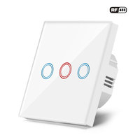 Interrupteur mural tactile intelligent 3 gangs 1 voie Smart Life 250V avec télécommande, en verre trempé miroir, étanche et durable, norme UE de luxe