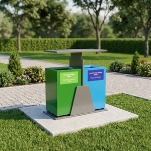 Outdoor Dual Sorting Trash Can 80L x 2 Metal Powder Coated Rectangular Minimalist Design for Waste Management - Product Image 1