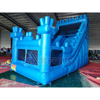 Structure gonflable combinée avec toboggan bleu pour enfants, toboggan sec gonflable pour jardin, fête d'anniversaire, location commerciale