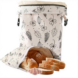 Sac de rangement pour pain en toile, motif floral rectangulaire, hermétique, réutilisable, type compression - Product Image 1