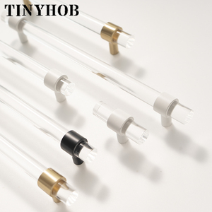 Various <strong>Sizes</strong> Transparent Acrylic+brass <strong>Drawer</strong> Knobs White T bar Handle Bathroom <strong>Pulls</strong> Kitchen Cabinet Door Handle <strong>Pull</strong>
