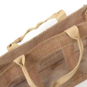 Bolsa de Compras Pequeña de Yute Natural Ecológica con Asas, Color Caqui, para 3 Botellas, Personalizable con Logotipo, Marca Xinxi, China, Venta al Por Mayor - Product Image 2