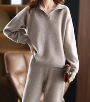 Vente en gros Ensemble pull et pantalon personnalisé pour dames Tendance populaire Ensemble deux pièces en laine et cachemire tricoté de grande taille de manière décontractée