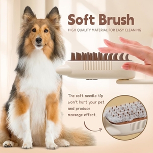 Brosse à poils pour animaux de compagnie 3-en-1 de luxe en plastique, peigne vapeur, éliminateur de poils et toilettage multifonctionnel avec pulvérisation pour chiens et chats - Product Image 4
