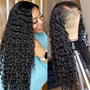 Pelucas Rizadas de 250 Densidades, Pelucas de Cabello Humano con Frente de Encaje Transparente HD 13x4, Peluca de Encaje Remy de Ondas Profundas de 26 Pulgadas para Mujeres Negras - Product Image 2