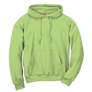 Sweat-shirt à capuche unisexe en polaire vert lime, coupe classique, motif cœur, décontracté, avec poche avant, hiver, non tissé - Product Image 1