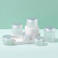 Petit flacon en verre givré pour crème visage ou essence, 5g 10g 15g 20g 25g 30g 50g avec bouchon doré