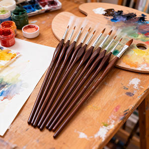 10 triangulaire Manche En Bois <span class=keywords><strong>Miniature</strong></span> Détail Pinceau Ensemble pour des Détails Fins et Peinture Rupestre - Product Image 2