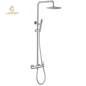 Manufacturer Wall Mounted Shower System Chrome with 8 inches Rain Shower Head and Hand Shower Set