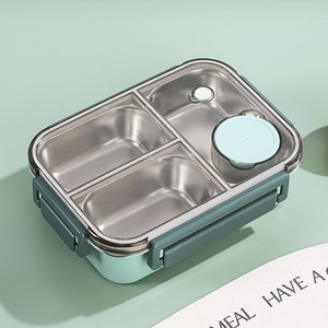 Boîte à lunch en acier inoxydable compatible micro-ondes avec grille, design esthétique, boîte à lunch pour étudiants avec compartiment à salade - Product Image 4
