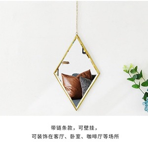 Stile nordico geometrico minimalista ottone metallo a forma di diamante specchio da parete <span class=keywords><strong>ingresso</strong></span> sala appesa per il trucco specchio del bagno - Product Image 3